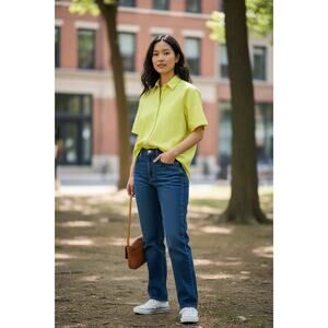 Rhone Women’s Short Sleeve Performance Wrinkle Resistant Blouse -Yellow- Small